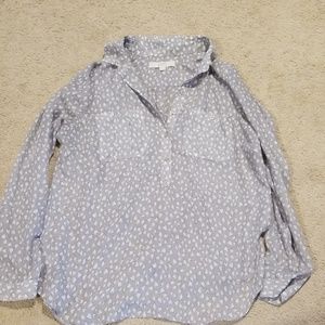 Loft 3/4 button blouse with hearts